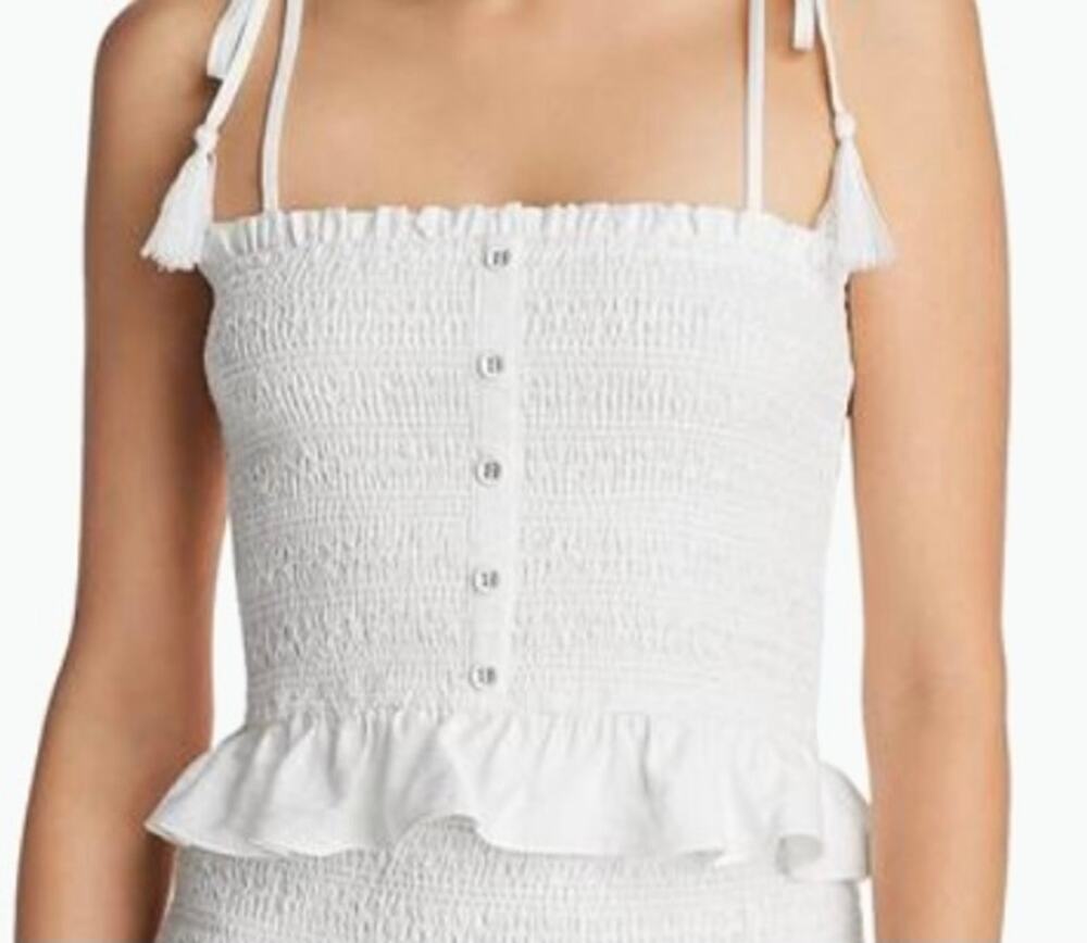 Lost + Wander Tube Top Smocked White Tie Strap Angel Fairy Core Boho Summer NWT